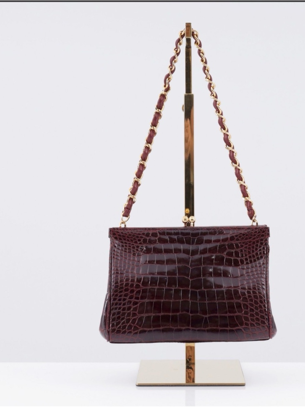 Chanel Vintage Bordeaux Crocodile Kisslock Evening Bag - Picture 2 of 7